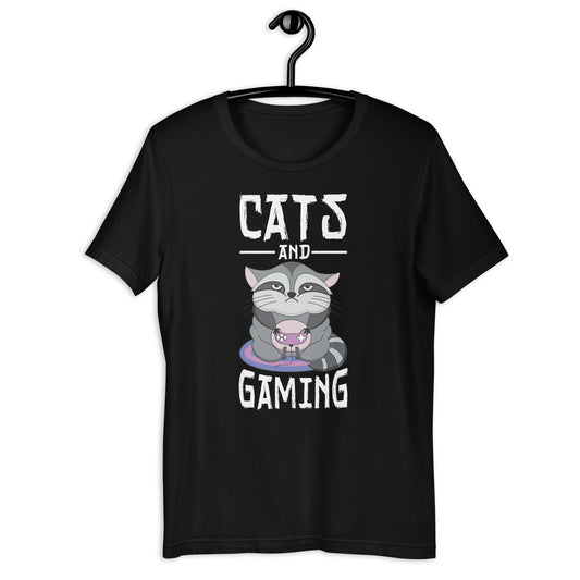 Cats And Gaming Funny For Gamer, Cat Lover, Cat Mom, Cat Dad Unisex t-shirt